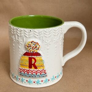 Anthropologie Bundled Up Monogram “R” Ceramic Coffee/Tea Mug. 20oz